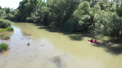 Aerial View Of People Canoeing On The River 2