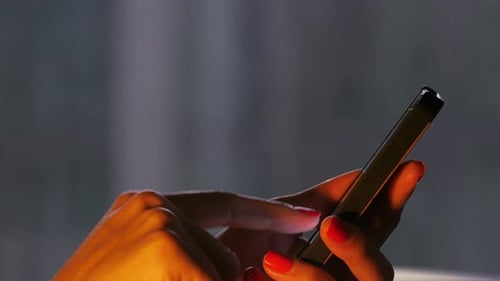 Woman's Hands Using Smartphone, Mobile Technology