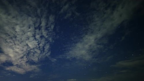 Cloudy Night Sky Filled with Twinkling Stars