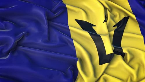Realistic Waving Barbados National Flag Animation Background