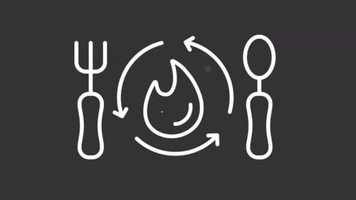 Cooking Process Flat Design Icon Animation with Fork and Spoon