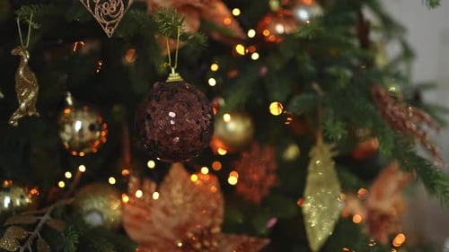 Decorated Christmas Tree with Twinkling Lights and Ornaments