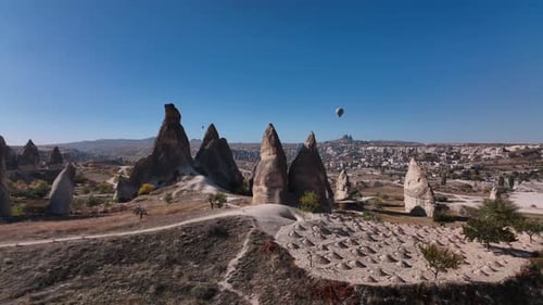 Cappadocia Fairy Chimneys and Hot Air Balloons Aerial View