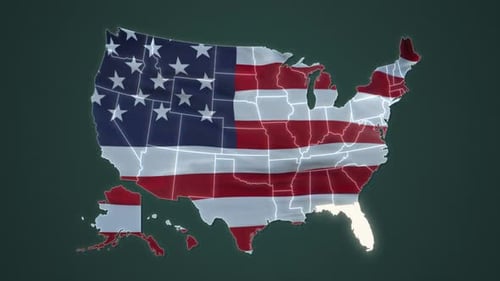 United States Map Reveal with Waving Flag