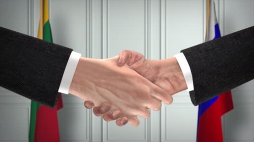 Business Handshake Between Two Countries for Corporate Diplomacy