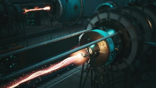 Futuristic Energy Beam within Advanced Sci-Fi Technology Machine