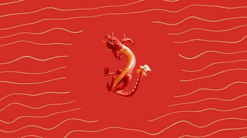China Red Gold Dragon Takes Flight 60fps 4d Animation