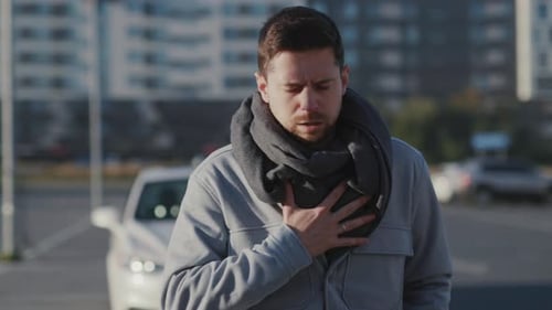 Pandemic Coronavirus Unhealthy Diseased Young Caucasian Man Sneezing Allergy Having Bad Flu