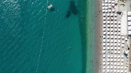 Aerial View of Beach and Turquoise Sea