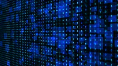 Blue Glowing Binary Code Technology Digital Grid Background