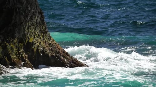 Sea Water Surface Low Angle View Over Clear Azure Sea Water Sun Glare Abstract Nautical Summer Ocean