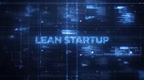 Lean Startup Word On Dynamic Technology Background