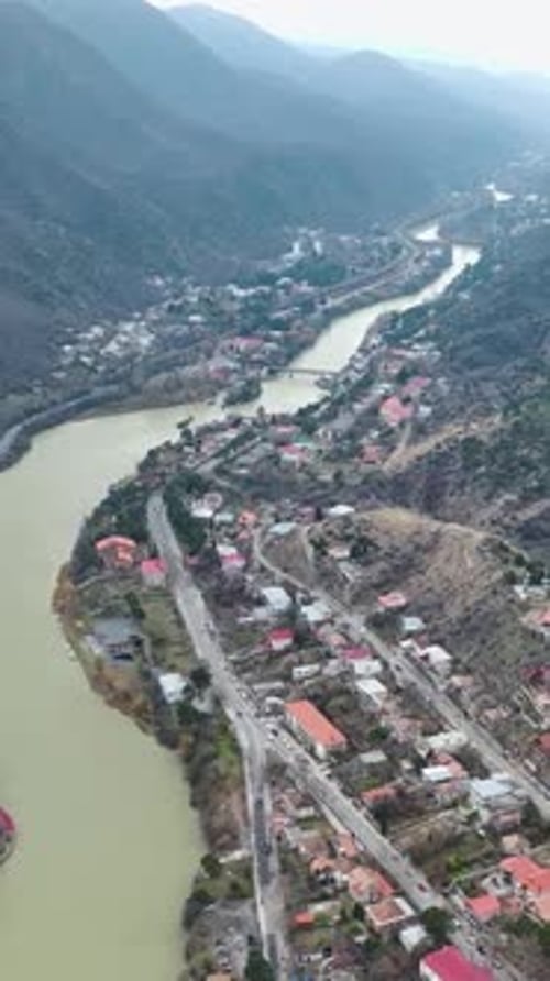 Vertical Video Aerial Tour of Mtskheta Georgia's Timeless Town