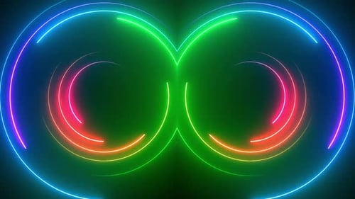 Rainbow Neon Saber Circle Ring Halo Waves Rotate Laser Lights Flash