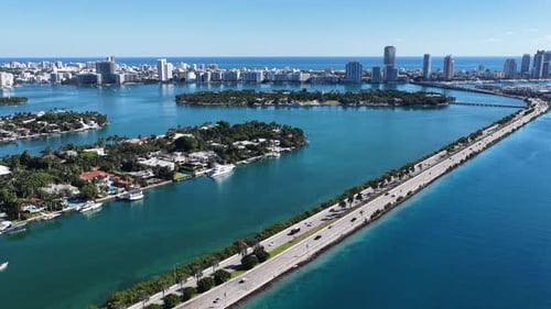 Miami Beach Skyline At Miami Beach In Florida United States.