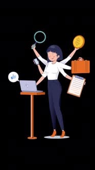Multitasking Businesswoman Vertical Animation, Backgrounds Motion ...