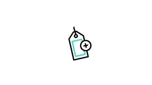 Minimalist Animated Tag Icon with Plus and X Marks