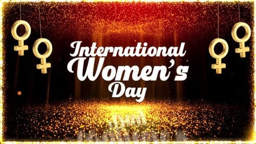 International Women's Day Golden Particles Title