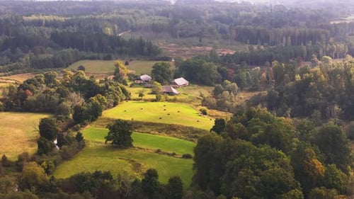 Picturesque Drone Shot of Green Farmland