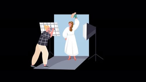 Creative Studio Photoshoot with a Model Showcasing Fashion and Style