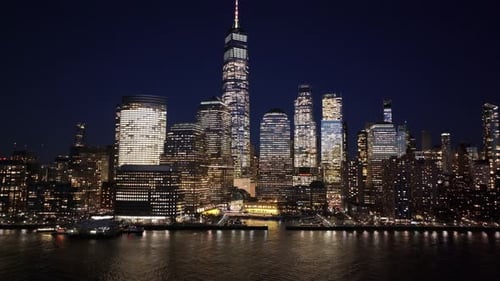 Night Skyline of New York Skyline At Manhattan In New York United States.