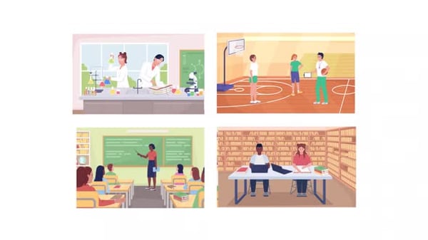 Animated High School Classes Set, Elements Motion Graphics ft. cartoon ...