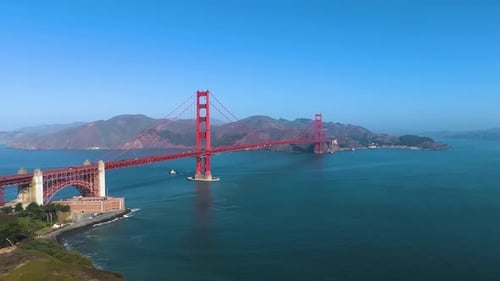 Aerial view of Golden Gate Bridge, United States.