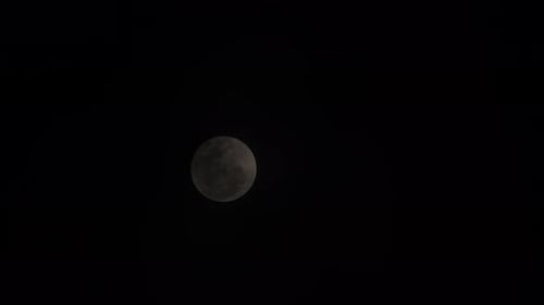 Glowing Full Moon in the Black Night Sky