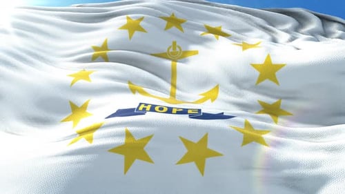 Rhode Island State Flag Waving with Realistic Fabric Loop