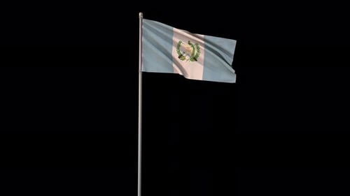 Realistic Waving Guatemala Flag Animation on Black Background
