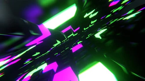 Purple And Green Beautiful Infinity Tunnel Neon Cubes Background VJ Loop l 4K