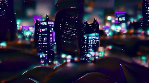 Futuristic Neon Cityscape Flythrough Animation