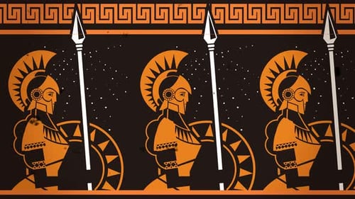 Ancient Greek Spartan Soldiers Geometric Looping Background Animation