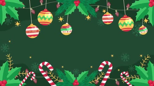 Festive Flat Design Christmas Decorations Background Loop