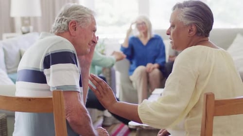 Senior Support Group Meeting in Bright Living Room