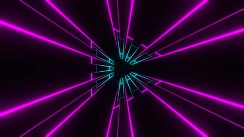Pink And Cyan Neon Light In Triangular Frame Background Vj Loop In HD
