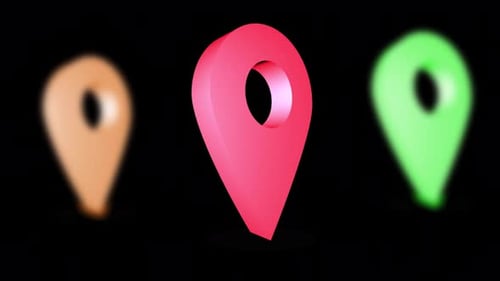 Animated 3D Location Pin Pointer Icon Rotation
