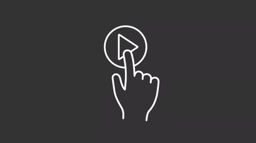 Minimalist Line Art Hand Tapping Play Button UI Interaction