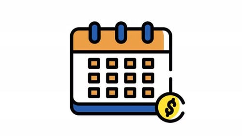 reminder to pay money animation video design, calendar with money motion loop video