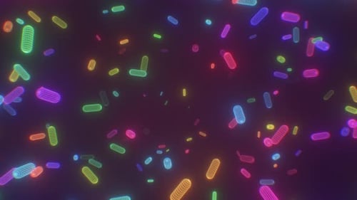 Abstract Colorful Wireframe Capsules Neon Glow Animation