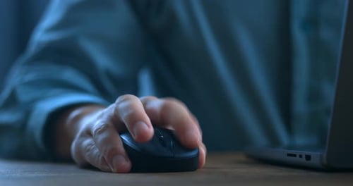 Angry Business Man is Dissatisfied with the Work at the Computer Mouse and Hits the Table with His