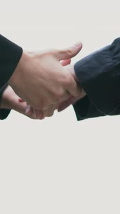 Formal Handshake on White Background Portrait Orientation