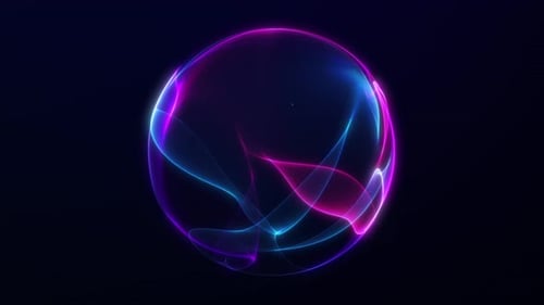 Abstract Neon Sphere with Flowing Energy Lines