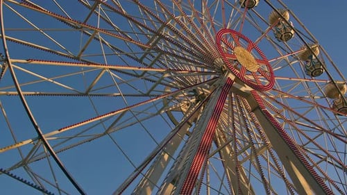 Ferris Wheel At The Amusement Park In The Evening