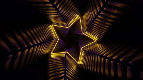 Yellow And Purple Star Spiral Tunnel Background Vj Loop In 4K