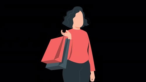 Animated Woman Holding Shopping Bags Flat Design