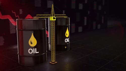 Oil Price Crash Energy Commodity Market Down Trend 3D Animation