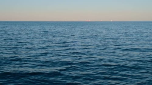 Baltic Sea Dark Blue Clouds and Sea or Ocean Water Surface with Foam Waves Before Storm Dramatic