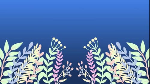 Spring flower cartoon animation with gradient blue background