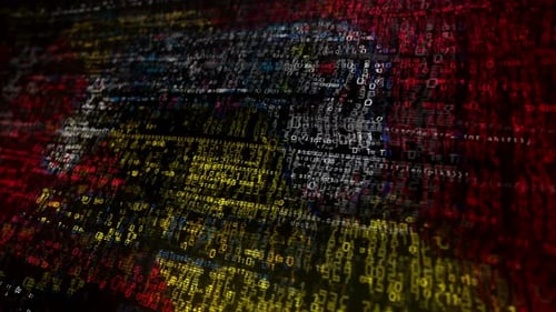 Futuristic Digital Code Spain Flag Reveal